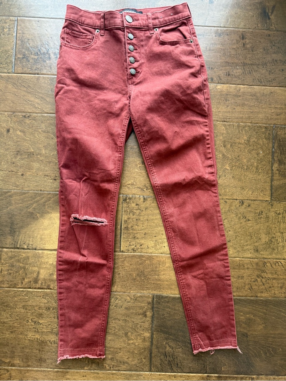 Express Skinny High-Rise Jeans in Maroon